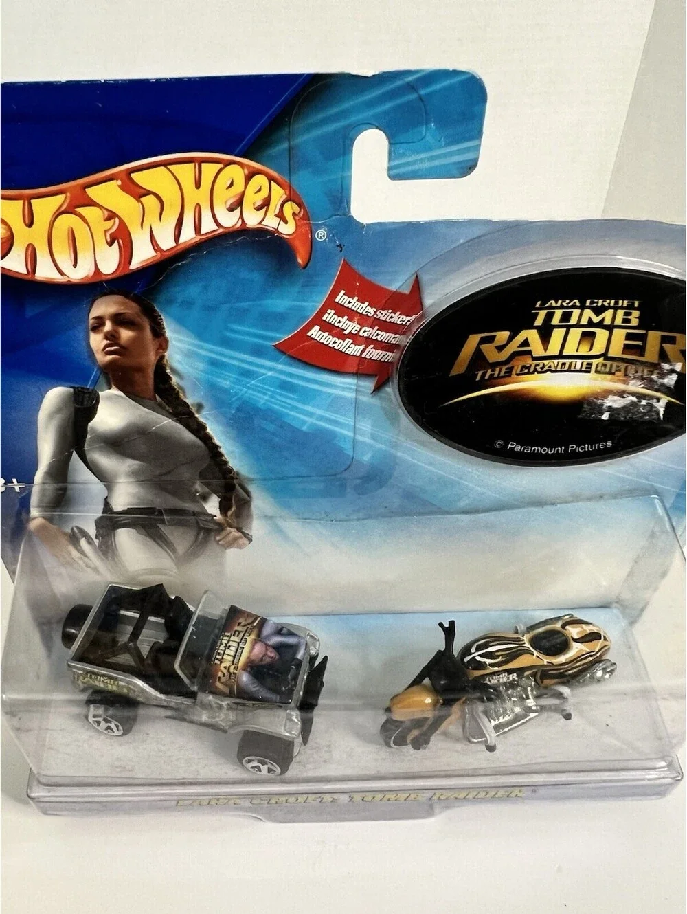 NIB 2003 JEEP MOTORCYCLE LARA CROFT TOMB RAIDER HOT WHEELS ACTION PACK 1/64